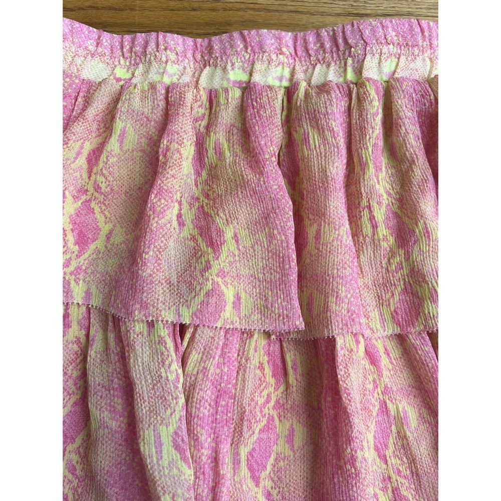 Generation Love Cora Mini Silk Skirt Nwt Neon Yellow Pink Snake Print Sz Medium — image 6 of 8